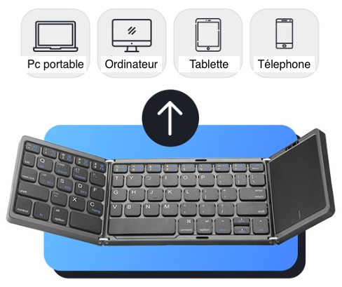 Clavier sans fil bluetooth avec pavé tactile